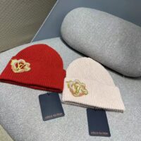 Louis Vuitton Unisex Precious Dragon Beanie Pink Wool Coiled Dragon Patch LV Signature (6)