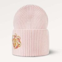 Louis Vuitton Unisex Precious Dragon Beanie Pink Wool Coiled Dragon Patch LV Signature (6)