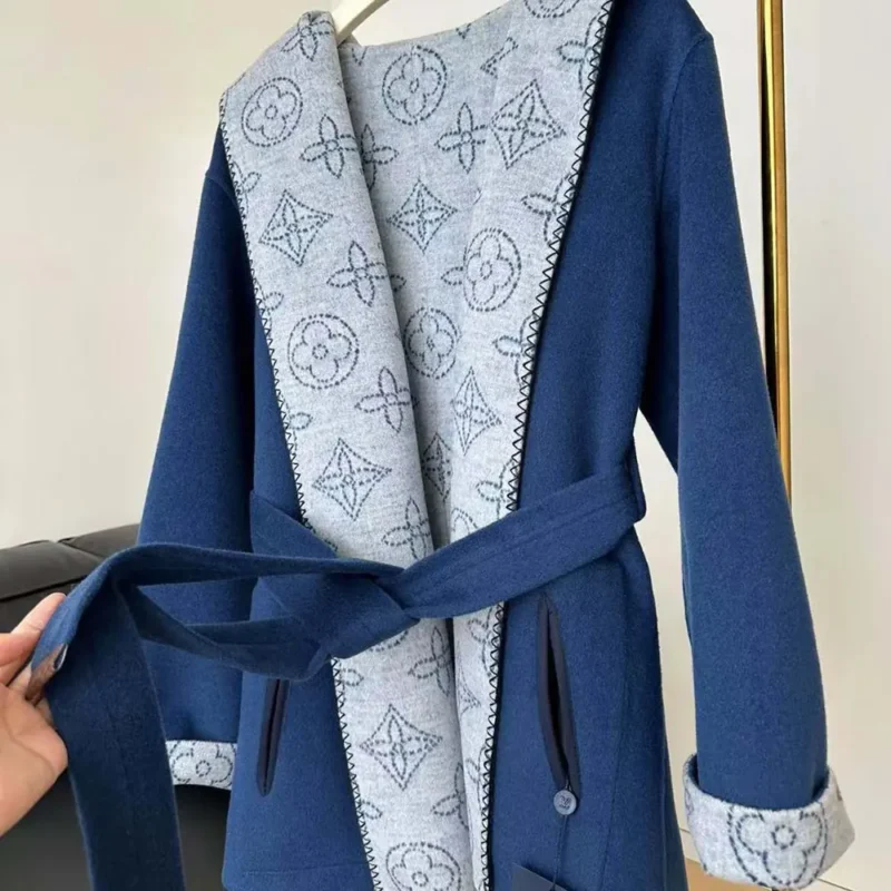 Louis Vuitton Women LV Flight Mode Reversible Signature Short Hooded Wrap Coat Teal