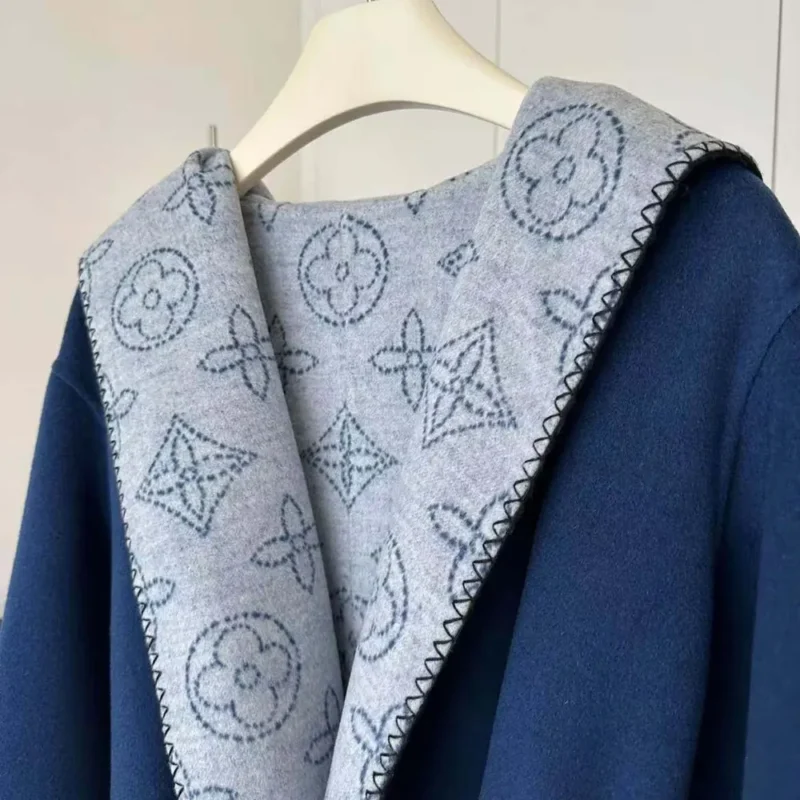 Louis Vuitton Women LV Flight Mode Reversible Signature Short Hooded Wrap Coat Teal
