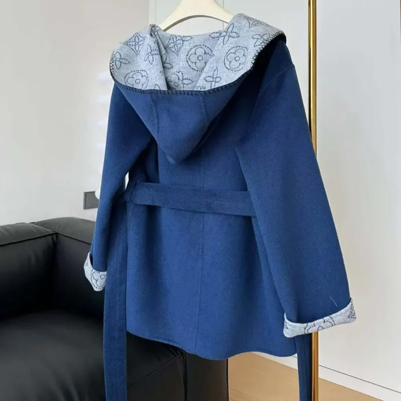 Louis Vuitton Women LV Flight Mode Reversible Signature Short Hooded Wrap Coat Teal
