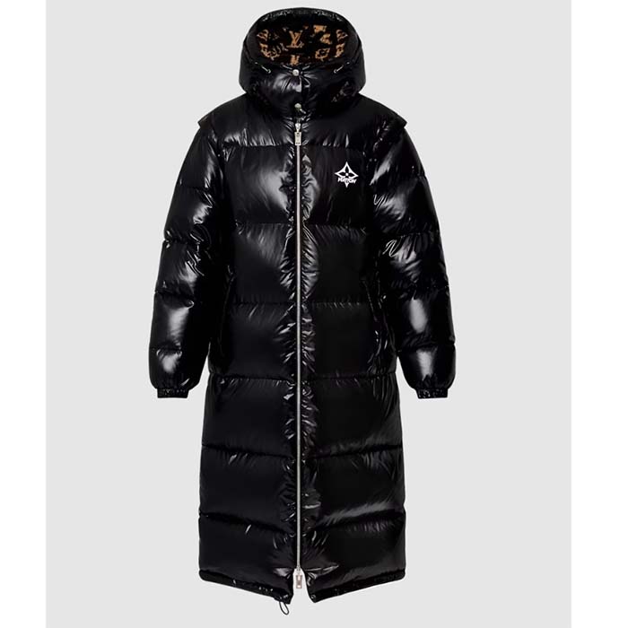 Louis Vuitton Women LV Glossy Long Puffer Coat Black Regular Fit Polyamide