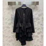 Louis Vuitton Women LV Long-Sleeved Tiered Dress Silk Viscose Elastane Black Regular Fit - Image 2