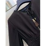 Louis Vuitton Women LV Long-Sleeved Tiered Dress Silk Viscose Elastane Black Regular Fit - Image 8