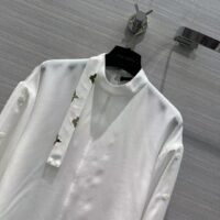 Louis Vuitton Women LV Monogram Lavaliere Button Sleeve Blouse White Silk Regular Fit (6)