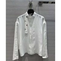 Louis Vuitton Women LV Monogram Lavaliere Button Sleeve Blouse White Silk Regular Fit (6)