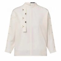 Louis Vuitton Women LV Monogram Lavaliere Button Sleeve Blouse White Silk Regular Fit (6)