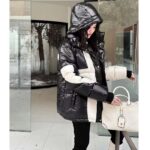 Louis Vuitton Women LV SKI Abstract Monogram Flower Puffer Jacket Black White - Image 13