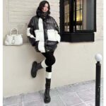 Louis Vuitton Women LV SKI Abstract Monogram Flower Puffer Jacket Black White - Image 12