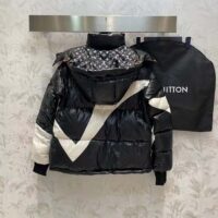 Louis Vuitton Women LV SKI Abstract Monogram Flower Puffer Jacket Black White (7)