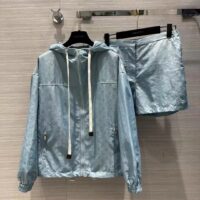 Louis Vuitton Women LV Shiny Monogram Short Parka Ice Blue Regular Fit (9)