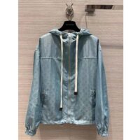 Louis Vuitton Women LV Shiny Monogram Short Parka Ice Blue Regular Fit (9)