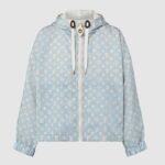 Louis Vuitton Dam LV Shiny Monogram Short Parka Isblå Regular Fit