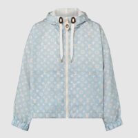 Louis Vuitton Women LV Shiny Monogram Short Parka Ice Blue Regular Fit (9)