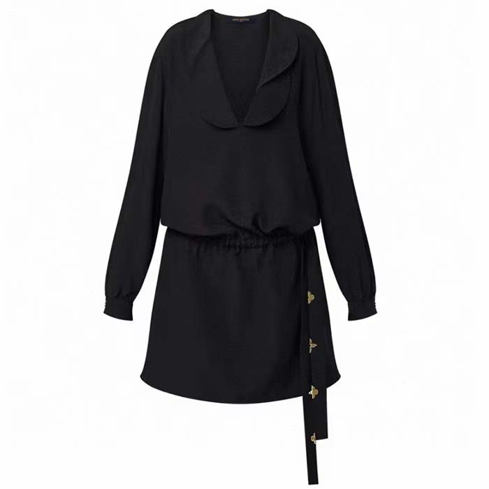 Louis Vuitton Women LV Shirt Dress Polyester Black Regular Fit