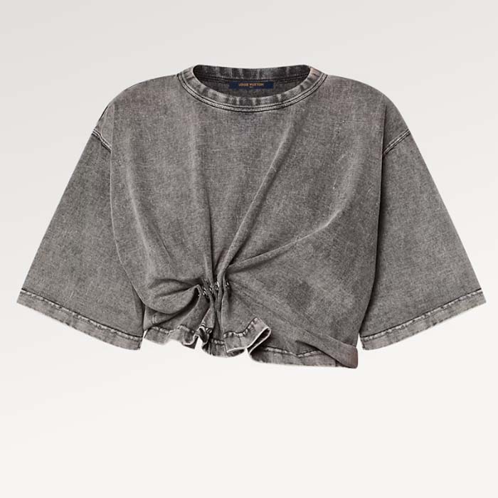 Louis Vuitton Women LV Snap Button T-Shirt Cotton Metal Grey Regular Fit