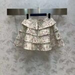 Louis Vuitton Women LV Unicorn Print Flounce Skirt Cotton Silk Sandy Beige Regular Fit - immagine 2