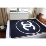 Chanel Unisex CC Cotton Wool Tweed Beige Black Multifunction Blanket Scarf - immagine 6