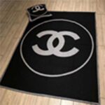 Chanel Unisex CC Cotton Wool Tweed Beige Black Multifunction Blanket Scarf - immagine 4