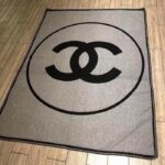 Chanel Unisex CC Cotton Wool Tweed Beige Black Multifunction Blanket Scarf - immagine 7