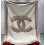 Chanel Unisex CC Bomullsull Tweed Beige Sandfärgad Multifunktionshalsduk