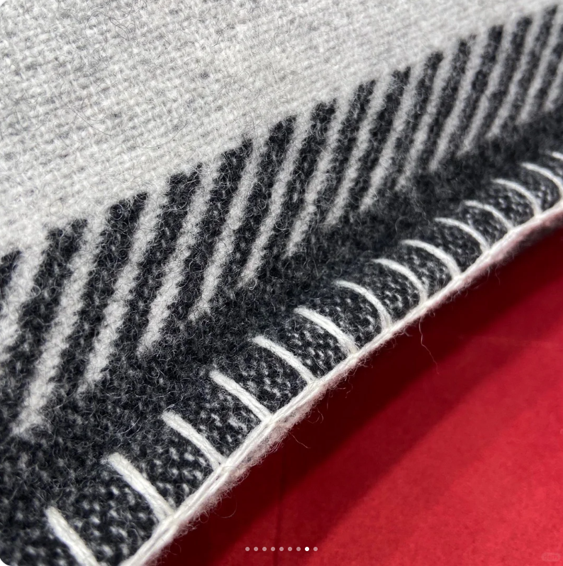 Chanel Unisex CC Pillow Cotton Wool Tweed Beige Black Multifunction (2)