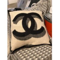 Chanel Unisex CC Pillow Cotton Wool Tweed Beige Black Multifunction (6)