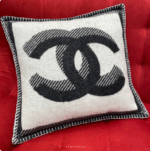 Chanel Unisex CC Cushion Cotton Wool Tweed Beige Black Multifunction - Bild 4