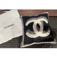 Chanel Unisex CC Pillow Cotton Wool Tweed Beige Black Multifunction (6)