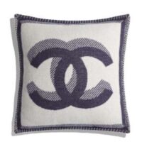 Chanel Unisex CC Pillow Cotton Wool Tweed Beige Black Multifunction (6)