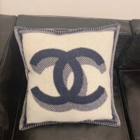 Chanel Unisex CC Pillow Cotton Wool Tweed Beige Black Multifunction (6)