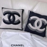 Chanel Unisex CC Pillow Cotton Wool Tweed Beige Black Multifunction (6)