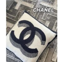 Chanel Unisex CC Pillow Cotton Wool Tweed Beige Black Multifunction (6)