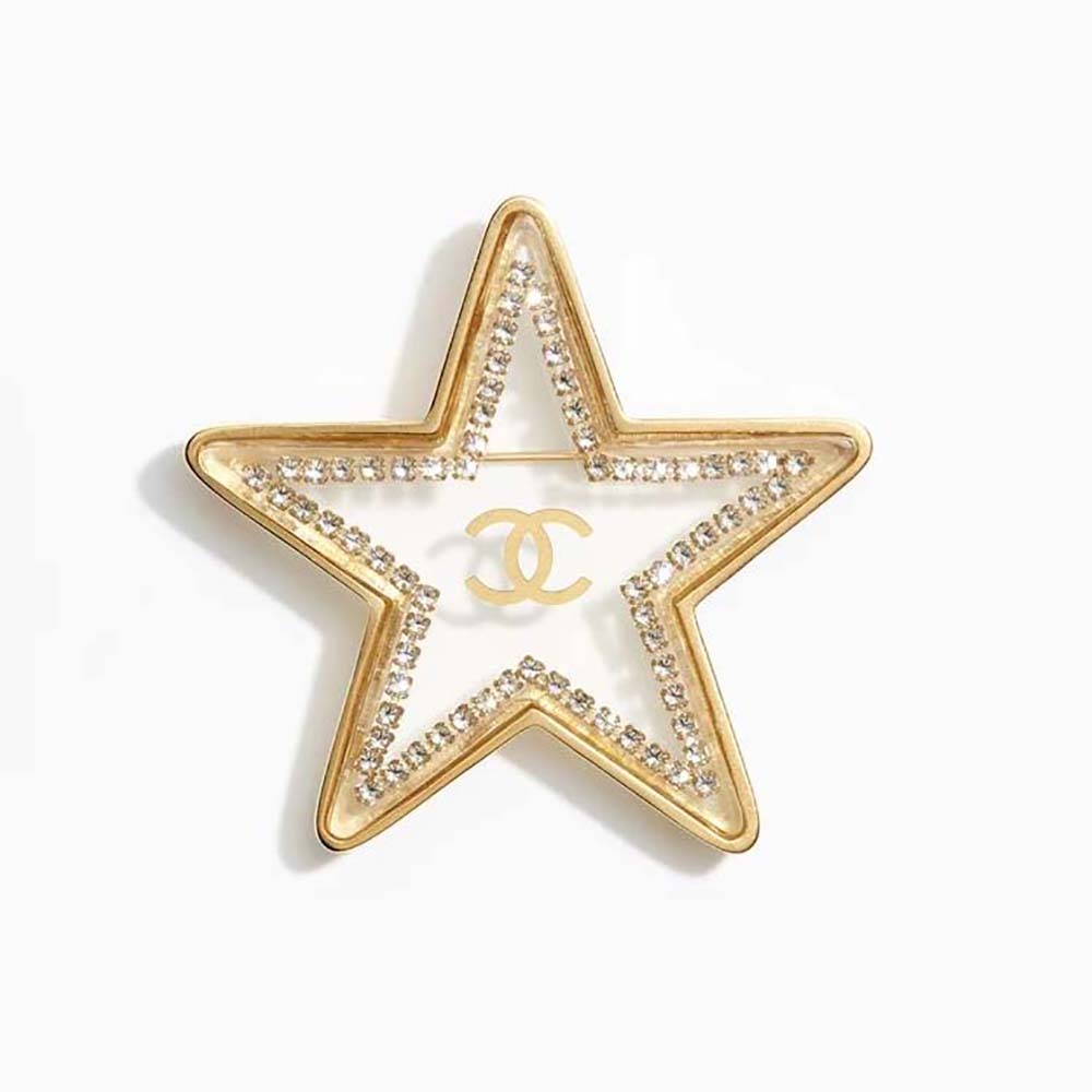 Chanel Women Brooch in Metal Resin and Diamantés
