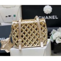 Chanel Women CC Backpack Star Coin Purse Mirror Calfskin Metallic Calfskin Gold-Tone Metal (10)