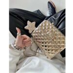 Chanel Women CC Backpack Star Coin Purse Mirror Calfskin Metallic Calfskin Gold-Tone Metal - immagine 14