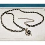 Chanel Women CC Belt Gold Metal Black Calfskin Leather Chanel Heart Shape Logo – Bild 4