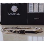 Chanel Women CC Belt Gold Metal Resin Glass Pearls Strass Black Calfskin Leather - Image 7