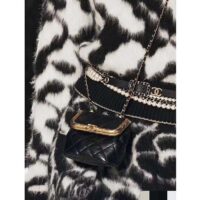 Chanel Women CC Belt Gold Metal Resin Glass Pearls Strass Black Calfskin Leather (10)