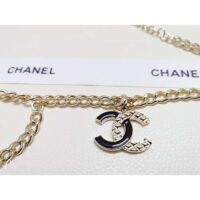 Chanel Women CC Belt Gold Tone Metal Black Chanel Logo (7)