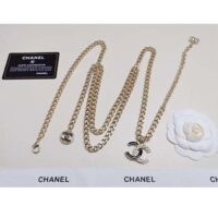 Chanel Women CC Belt Gold Tone Metal Black Chanel Logo (7)