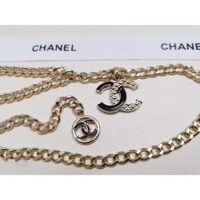 Chanel Women CC Belt Gold Tone Metal Black Chanel Logo (7)