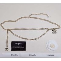 Chanel Women CC Belt Gold Tone Metal Black Chanel Logo (7)