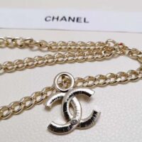 Chanel Women CC Belt Gold Tone Metal Black Chanel Logo (7)