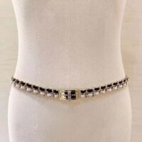 Chanel Women CC Belt Gold Tone Metal Black White Calfskin Lambskin Leather (8)