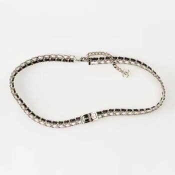 Chanel Women CC Belt Gold Tone Metal Black White Calfskin Lambskin Leather
