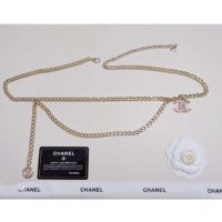 Chanel Women CC Belt Gold Tone Metal Pink Chanel Logo (1)