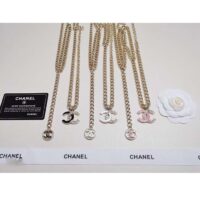 Chanel Women CC Belt Gold Tone Metal Pink Chanel Logo (1)