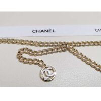 Chanel Women CC Belt Gold Tone Metal White Chanel Logo (1)