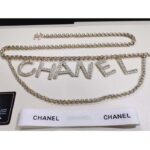 Chanel Women CC Belt Gold Tone Metal White Crystal Glass Diamond Chanel Logo – Image 2